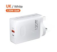 (UK White) 120W GaN USB Charger PD65W Quick Charge 3.0 Type C Charger Fast Charging Charger Adapter For iPhone Xiaomi Samsung Mobile Phone