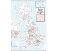 UK White Postcode Area Medium Wall Map (AR4) - 23.5" x 33.25" Laminated
