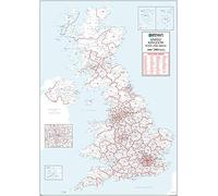 UK White Postcode Areas Large Wall Map (AR3) - 39.5" x 55.75" Matte Plastic
