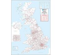 UK White Postcode Areas Wall Map - 100 cm x 141 cm- England, Scotland & Wales - Clean White Design - 120gsm Art Paper - Ideal for Office, Classroom & Planning Use