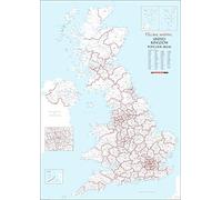 UK White Postcode Areas Wall Map - A1 594mm x 841mm - Plastic Coated Waterproof & Wipeable - England, Scotland & Wales - Ideal for Office, Classroom & Home Use
