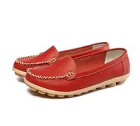 UK Womens Comfy Loafers Soft Leather Antiskid Slip on Flat Boat Driving Moccasins Casual Comfort Comfortable Office Fashion Work Walking Nursing Shoes Footwear
