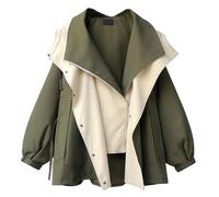 UK Womens Trench Jackets Plus Size Coats Windbreaker Raincoat Lightweight Waterproof Jacket Double Layer Coat Casual Zipper Hooded Ladies Functional Raincoats with Pockets Fall Hiking Rain Jacket