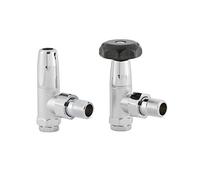UK12 Arroll traditional manual radiator valve & locksheild in Chrome finish and black wheel Head