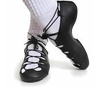 UK4 Irish Dancing Shoes - Soft Leather Irish Dancing Pumps, Flexible Full Sole Jig Shoes - Hand Made Ballet Dance Shoes for Children & Adults Ghillies (Numeric_4) Black