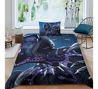 UKALOU Black Panther 3D Print Bedding Duvet Set Comforter Cover Ultra Superheroes Quilt Cover Soft Microfiber for Girls, Boys And Teens, with Pillowcases with Zipper Closure Single(135x200cm)