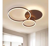 UKALOU LED Ceiling Light Ring Design Lighting Dimmable with Remote Control 3000K-6000K, Modern Ceiling Lights for Living Room, Bedroom, Hallway (Brown, 3 Rings)