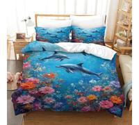 UKAWEGKKD Shark 3D Printed Bed Duvet Cover Set Wildlife Soft Microfiber with Pillowcases Hide Zipper,3 Pieces for Kids/Children Teens Single(140x200cm)