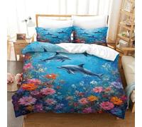 UKAWEGKKD Shark 3D Printed Duvet Covers Wildlife Soft Microfiber with Pillowcases Hidden Zipper,3 Pieces for Boys Girls Teenagers Super King(260x220cm)