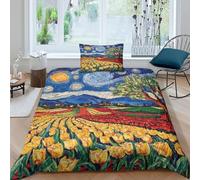 UKAWEGKKD Tulip 3D Printed Bed Duvet Cover Set Landscape Soft Microfiber with Pillowcases Hide Zipper,2 Pieces for Kids/Children Teens Single(135x200cm)