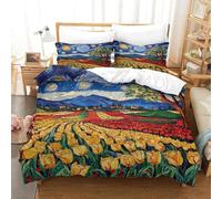 UKAWEGKKD Tulip 3D Printed Bed Duvet Cover Set Landscape Soft Microfibre with Matching Pillowcase Hidden Zipper,3 Pieces for Kids/Children Teens Single(140x200cm)