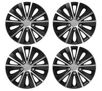 UKB4C 14" Black & Grey Stripe Multi-Spoke Wheel Trim Hub Cap Covers Protectors