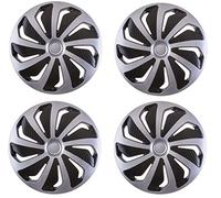 UKB4C 15" 4 x Alloy Look Silver & Black Rush Multi-Spoke Wheel Trims Hub Caps Covers Protectors