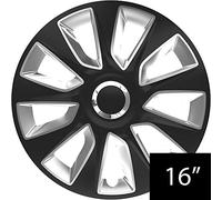 UKB4C 16" Alloy Look Black & Silver Stripe Multi-Spoke Wheel Trims Hub Caps Covers Protectors