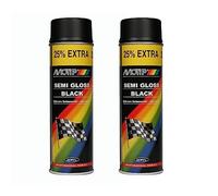 UKB4C 2 x Motip Semi Gloss Black Satin Spray Paint Metal Wood Glass Plastic 500ml