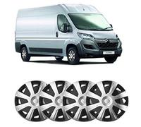 UKB4C 4 x 15 Silver Black Van Trim/Hub Caps Deep Dish Alloy Look fits Citroen Relay