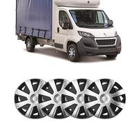 UKB4C 4 x 15 Silver Black Van Trim/Hub Caps Deep Dish Alloy Look fits Fiat Ducato