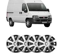 UKB4C 4 x 15 Silver Black Van Trim/Hub Caps Deep Dish Alloy Look fits Fiat Ducato