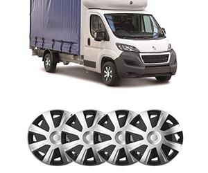 UKB4C 4 x 15 Silver Black Van Trim/Hub Caps Deep Dish Alloy Look fits Fiat Ducato