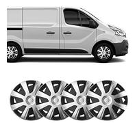 UKB4C 4 x 15 Silver Black Van Trim/Hub Caps Deep Dish Alloy Look fits Renault Trafic