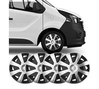 UKB4C 4 x 15 Silver Black Van Trim/Hub Caps Deep Dish Alloy Look fits Vauxhall Vivaro