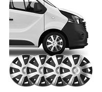 UKB4C 4 x 16 Silver Black Van Trim/Hub Caps Deep Dish Alloy Look fits Vauxhall Vivaro