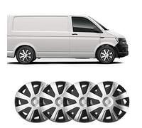 UKB4C 4 x 16 Silver Black Van Trim/Hub Caps Deep Dish Alloy Look fits Volkswagen Transporter