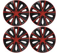 UKB4C 4 x Back & Red Alloy Look Wheel Trims Hub Caps 14" fits Citroen C1 C2 C3 C4 Saxo