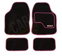 UKB4C 4 x VR Set Anti Slip Black Car Carpet Floor Mats with Pink Trim fits Peugeot 106 107 108 206 207 208