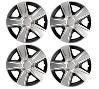 UKB4C 4x Wheel Trims Hub Caps 14" Covers fits Citroen C1 C2 C3 C4 Saxo in Silver and Black Alloy Look