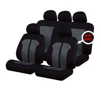 UKB4C Black/Grey Full Set Front & Rear Car Seat Covers Universal Fit