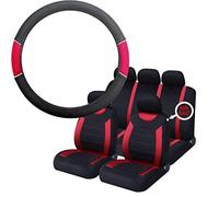 UKB4C Red & Black Steering Wheel & Seat Cover set for Suzuki Swift All Models