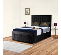 ukbedfurniture Sierra Upholstered Bed Frame with 48" Headboard - Slatted Base in Black | Size: Double ukbedfurniture Black Double