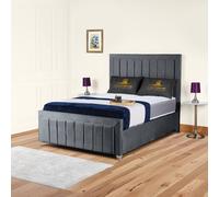 ukbedfurniture Sierra Upholstered Bed Frame with 48" Headboard - Slatted Base in Charcoal | Size: Double ukbedfurniture Charcoal Double