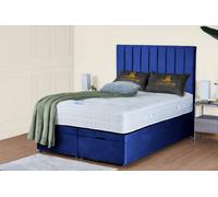 UKBEDFURNITURE Wilton Plush Blue End Opening Divan Ottoman Bed With 54 Inch Headboard