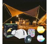UKBUYQC Camping String Lights 4000mAh, 3 in 1 Retractable Camping String Lights 15M/49FT, Warm & Colorful, Retractable, for Outdoor, Indoor