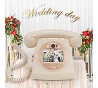 UKBW Video Audio Guest Book Wedding Phone, 1080P HD Video Audio Phone Guestbook, Preserve Your Special Occasions, Ideal for Wedding Bridal Shower, Birthday, Graduations, Baby Shower(Beige)