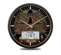 Ukbzxcmws 13inch Digital Azan Clock Retro Round Wall Clock With Alarm Clock Function & Year Data Temperature Prayer Time Display FAJ-360 Retro Round Clock