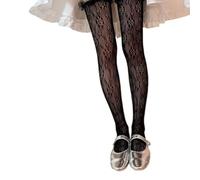 Ukbzxcmws Women Japanese Fishnet Thigh High Stockings With Ruffle Lace Trim Hollowed Flower Patterned Mesh Over Knee Long Socks