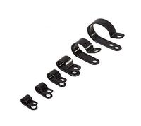 UKCable-Ties - 50 Pack - Black P Clip Plastic Nylon Hose Pipe Hook Cable/Wire/Tubing Wall Clamp/Mount