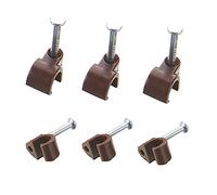 UKCABLE-TIES Round Cable Clips Brown Fixing Cables Nail Clip Clamps - Pack of 50