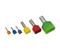 UKCable-Ties Twin Cord End Terminals 2.5mm² Blue Double Entry Bootlace Ferrules Crimp Car Van - (Pack of 50)