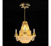 UKCOCO 1:12 Scale Dollhouse Chandelier, Led Miniature Ceiling Light for Dolls House Accessories, Battery Operated Wireless Magnetic Lamp, Small Mini Furniture Decoration