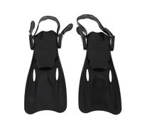 UKCOCO 1 Pair Adjustable Swim Training Fins and Women, Black Silicone and Plastic Short Flippers Open Heel Design and Reinforced Foot Strap, for Water Sports and Swimming Practice