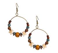 UKCOCO 1 Pair Bohemian Hoop Earrings for Women Vintage Handmade Beaded Dangle Earrings Fashion Jewelry with Classical Ear Hooks for All Day Wear Unique Chic Style