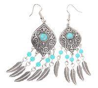 UKCOCO 1 Pair Bohemian Leaf Fringe Ear Drop Earrings Elegant Ear Dangle Alloy Distinctive Fashionable Jewelry for Woman Girl Valentine's Day Leaves Shape Vintage Chic