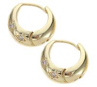 UKCOCO 1 Pair Golden Rhinestones Eight-pointed Star Hoop Earrings for Women, Small Minimalist Loop Earrings Suitable for Everyday and Party Wear