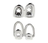 UKCOCO 1 Pair Silver Copper Hip Hop Style Double Teeth Grill Cap Intricate Detailing and Instant Visual Impact, for Themed Gatherings and Cosplay Accessories