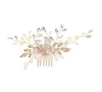 UKCOCO 1 PC Pearl Rhinestone Bridal Hair Comb Elegant Floral Design for Weddings Proms and Special Occasions Gorgeous Hair Accessory for Brides and Bridesmaids Golden