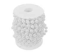 UKCOCO 1 Roll 10m Faux Pearl Beaded Chain Garland String for Jewelry Making and Holiday Décor, Flexible DIY Design with Resin and Plastic Material, Elegant White Beads String
